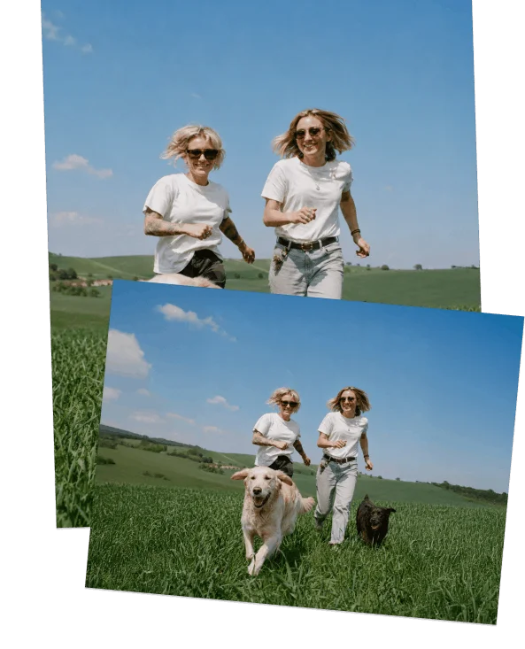 Side by side comparison of original and AI-extended photo showing seamless content generation