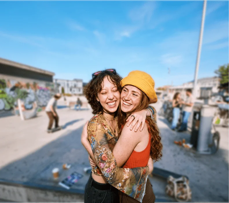 Woman at a music festival with the background blurred to make her stand out