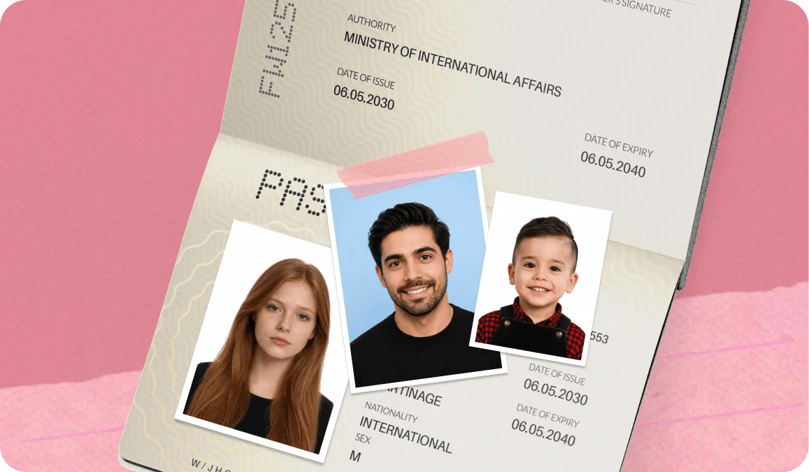 Passport-style ID photo being uploaded to a web application form on a laptop