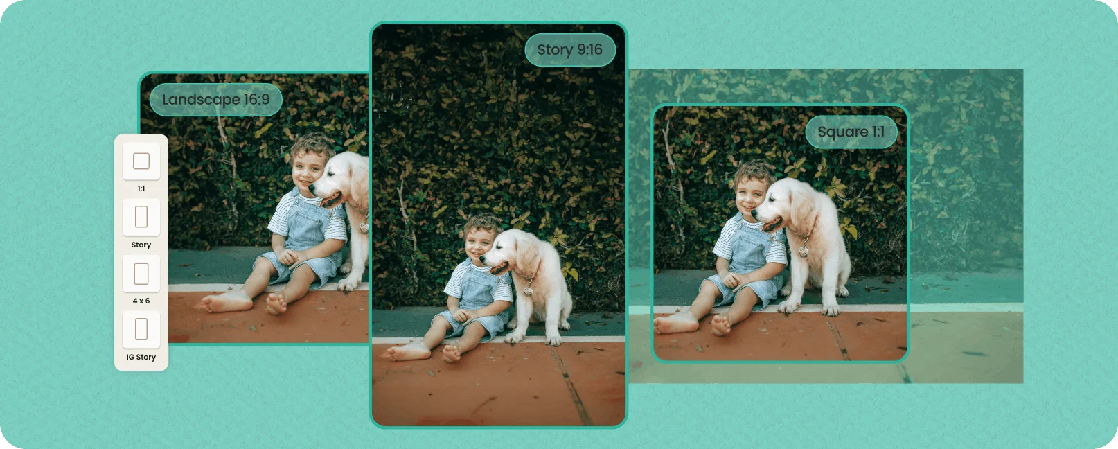 Side-by-side comparison showing high-quality image resizing from a large original to a smaller output